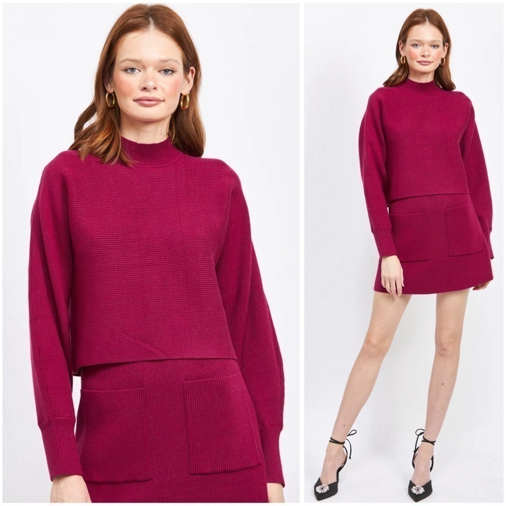 EN SAISON Oversized Baggy Trendy Ribbed Mock Neck Pullover Sweater Size S NWT
